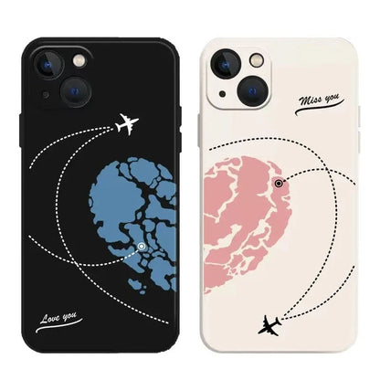 Aircraft Love Heart Couple iPhone Case
