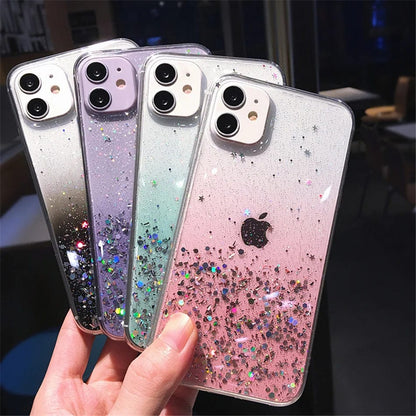 Cute Gradient Sequins Clear Glitter iPhone Case