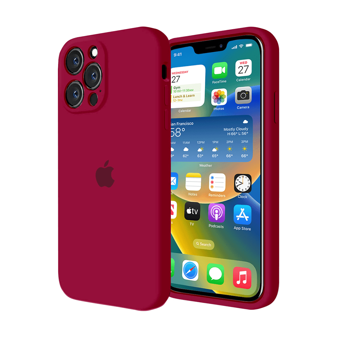iPhone Camera Protection Silicone Case (Rose Red)
